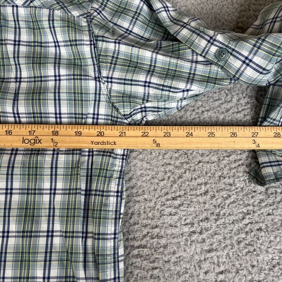 Columbia Shirt Mens M Green Plaid Button Roll Tab Vented Pocket Outdoor Hiking - Picture 13 of 16